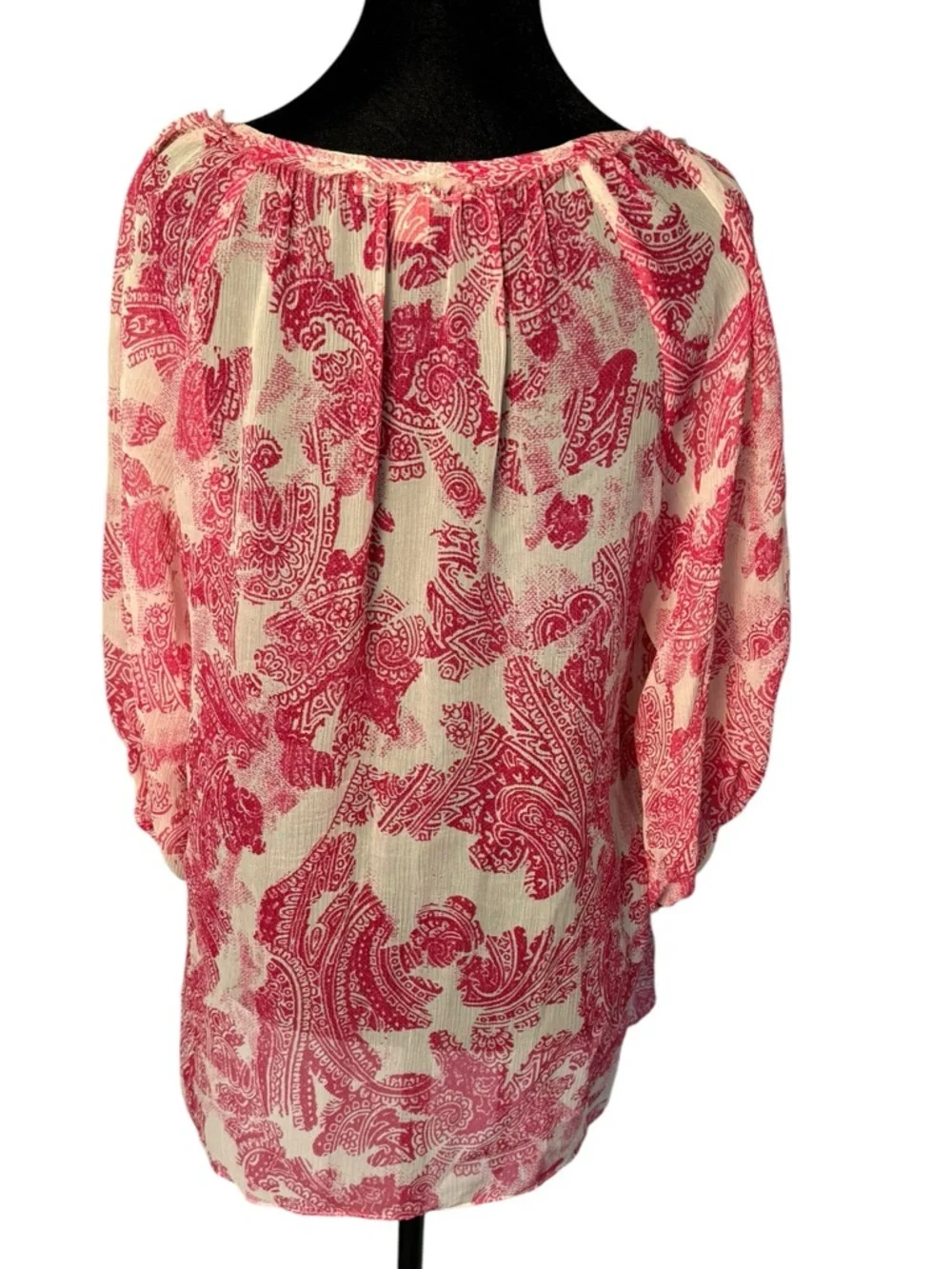 Banana Republic Pink Paisley 100% Silk Peasant Top M